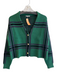 Tularosa Size XS Green, Black & Gray Viscose V Neck Gold Buttons Short Cardigan Green, Black & Gray / XS