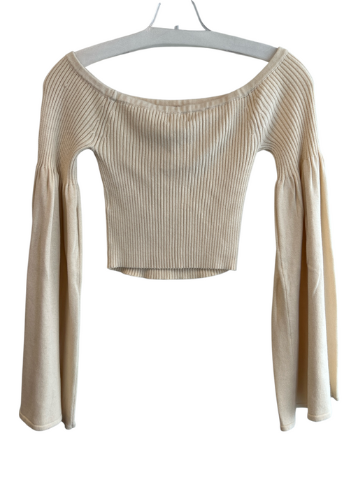 LPA Size Small Mellow Yellow Viscose Blend Ribbed Knit Wide Neck Cropped Top Mellow Yellow / Small