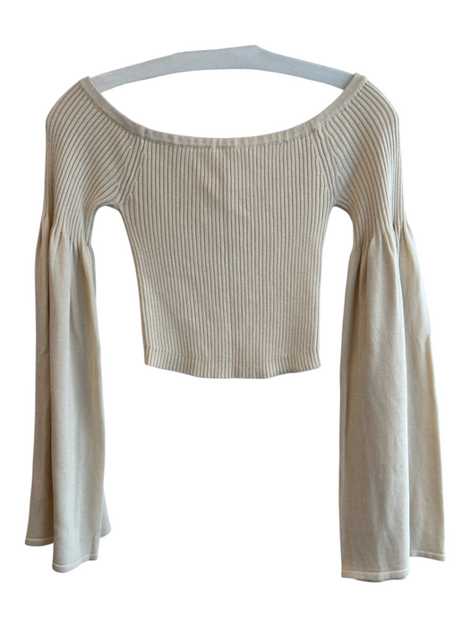 LPA Size Small Mellow Yellow Viscose Blend Ribbed Knit Wide Neck Cropped Top Mellow Yellow / Small