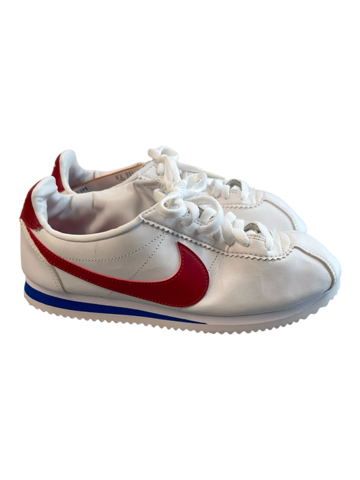 Nike Shoe Size 7.5 White, Red & Blue Leather Lace Up Round Toe Low Top Shoes White, Red & Blue / 7.5