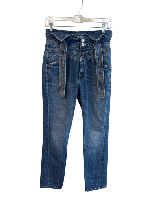 Mother Superior Size 27 Medium Wash Cotton Zip Fly High Rise Waist Belt Jeans Medium Wash / 27