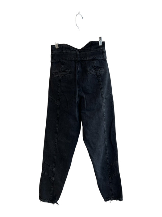 Retrofete Size 26 Charcoal Cotton Denim High Rise Waist Belt Straight Leg Jeans Charcoal / 26