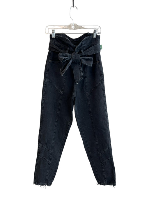 Retrofete Size 26 Charcoal Cotton Denim High Rise Waist Belt Straight Leg Jeans Charcoal / 26