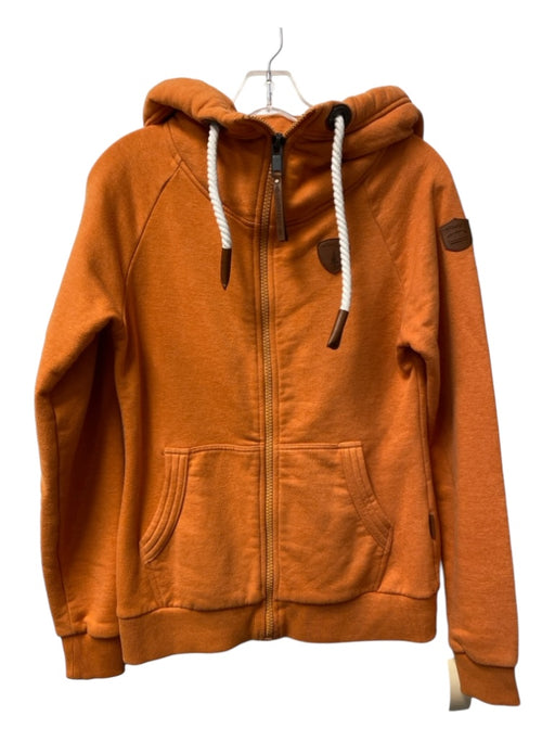 Wanakome Size Small Orange Cotton Blend Rope Detail Hood Front Zip Jacket Orange / Small
