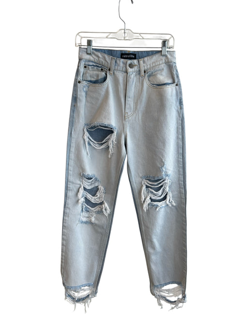 Retrofete Size 26 Light Wash Cotton Distressed High Rise Zip Fly Jeans Light Wash / 26
