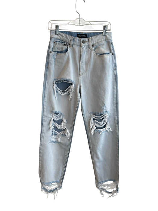 Retrofete Size 26 Light Wash Cotton Distressed High Rise Zip Fly Jeans Light Wash / 26