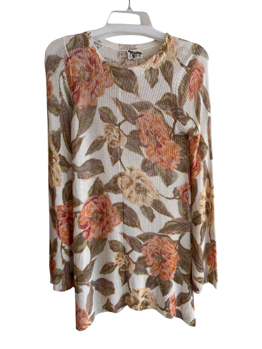 Mumu Size Sm & Med Off White & Multi Viscose floral print Long Sleeve Knit Dress Off White & Multi / Sm & Med
