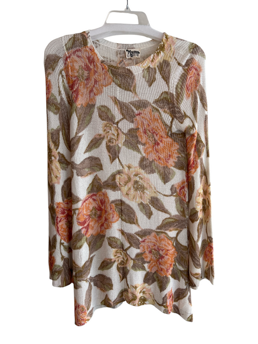 Mumu Size Sm & Med Off White & Multi Viscose floral print Long Sleeve Knit Dress Off White & Multi / Sm & Med