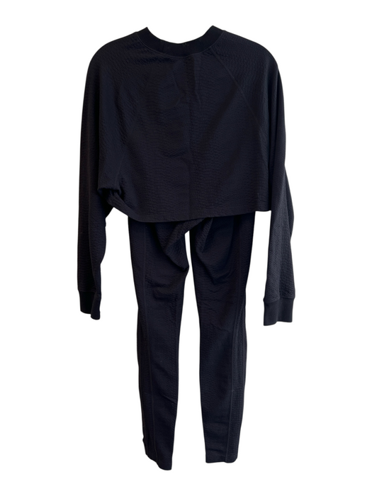 Gigi C Size Medium Black Polyamide Blend Long Sleeve Cropped Leggings Pants Set Black / Medium
