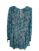 For Love & Lemons Size S Blue & Green Polyester Floral Paisley Mesh Panels Dress Blue & Green / S