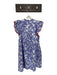 THML Size M purple & orange Cotton Flutter Sleeves Flowers Lace Trim Dress purple & orange / M