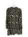 TCEC Size L Black & Tan Rayon Blend Long Balloon Sleeve Ikat Drop Waist Dress Black & Tan / L