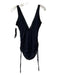 Carmen Marc Valvo Size 10 Black Spandex Blend Wrap Side Ruching Padded Swimsuit Black / 10