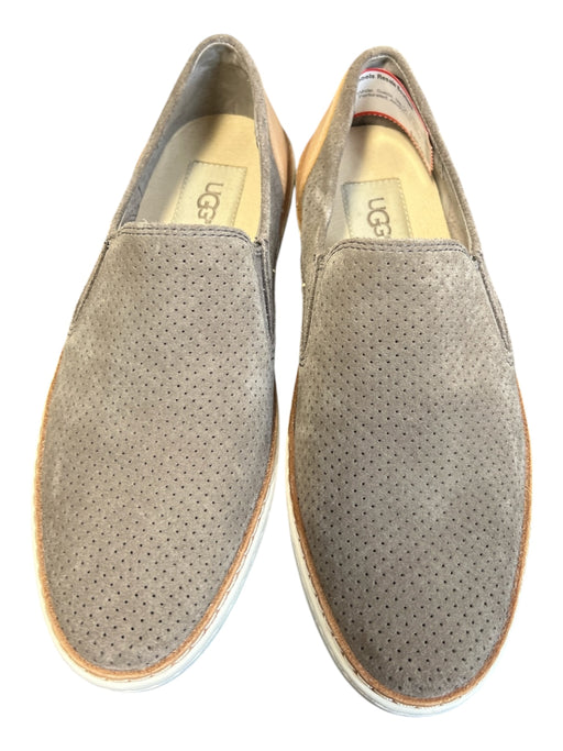 Ugg Shoe Size 6.5 Gray & White Suede Slip On Stretch Panels Perforated Shoes Gray & White / 6.5