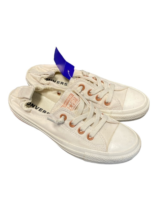 Converse Shoe Size 6.5 White Canvas Rubber Sole lace up Elastic Heel Shoes White / 6.5