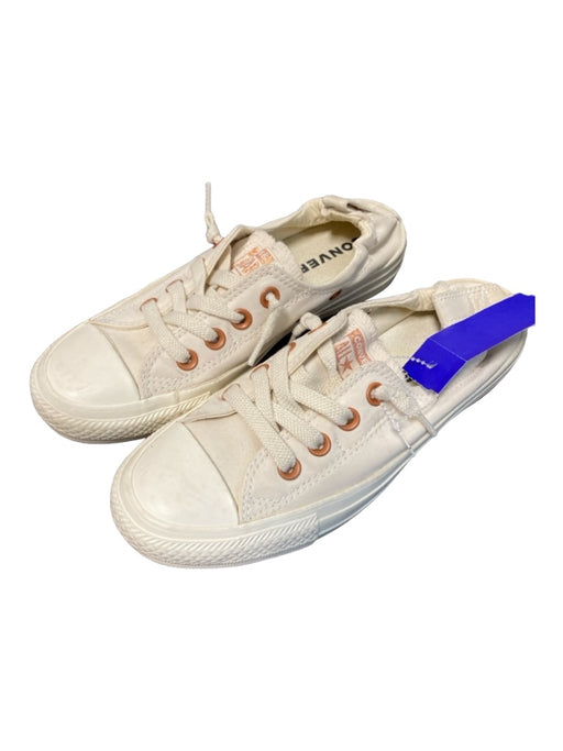 Converse Shoe Size 6.5 White Canvas Rubber Sole lace up Elastic Heel Shoes White / 6.5