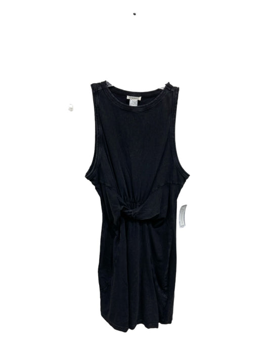L Space Size M Black Cotton Sleeveless Ribbed Trim Twist Seam Detail Dress Black / M