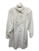 Zara Size XS White Cotton Button Down Collar Floral Embroideries Dress White / XS