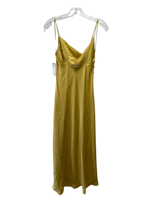 Zara Size XS Mustard Yellow Polyester Spaghetti Strap Midi Button Dress Mustard Yellow / XS