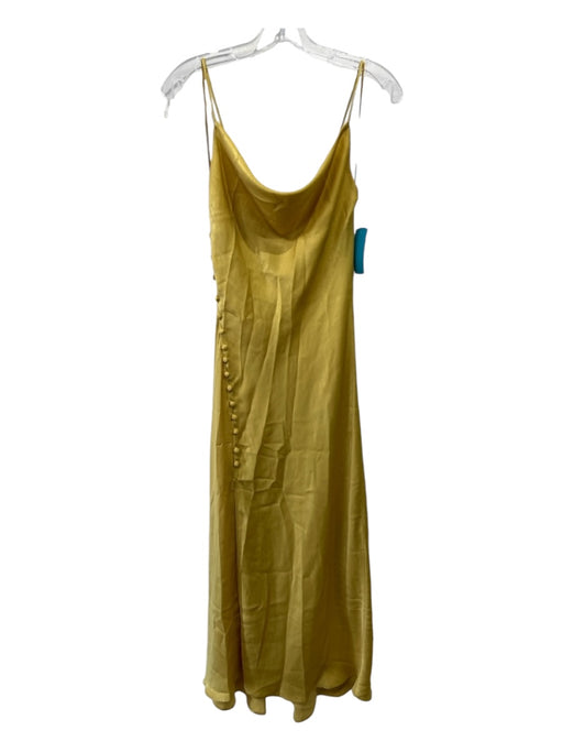 Zara Size XS Mustard Yellow Polyester Spaghetti Strap Midi Button Dress Mustard Yellow / XS