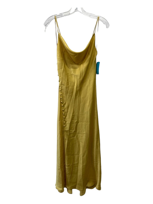 Zara Size XS Mustard Yellow Polyester Spaghetti Strap Midi Button Dress Mustard Yellow / XS