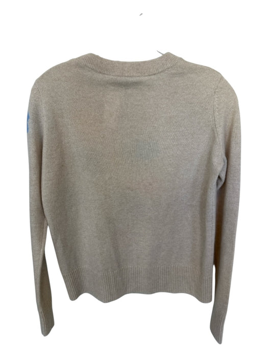 Autumn Cashmere Size XS Tan & multi Cashmere Long Sleeve Flowers Knit Sweater Tan & multi / XS