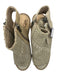 Sam Edelman Shoe Size 7 Taupe & Beige Woven Leather Side Zip Block Heel Booties Taupe & Beige / 7