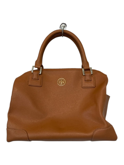 Tory Burch Camel Saffiano Leather Top Handle Crossbody Strap Gold Hardware Purse Camel / Medium
