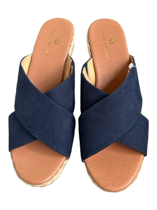 Tommy Bahama Shoe Size 7.5 Navy & Tan Leather Espadrille Wedge Sandals Navy & Tan / 7.5