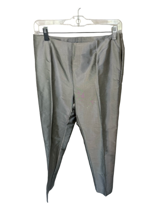 Connie Roberson Size 8 Silver Silk High Waist Side Zip Pants Silver / 8