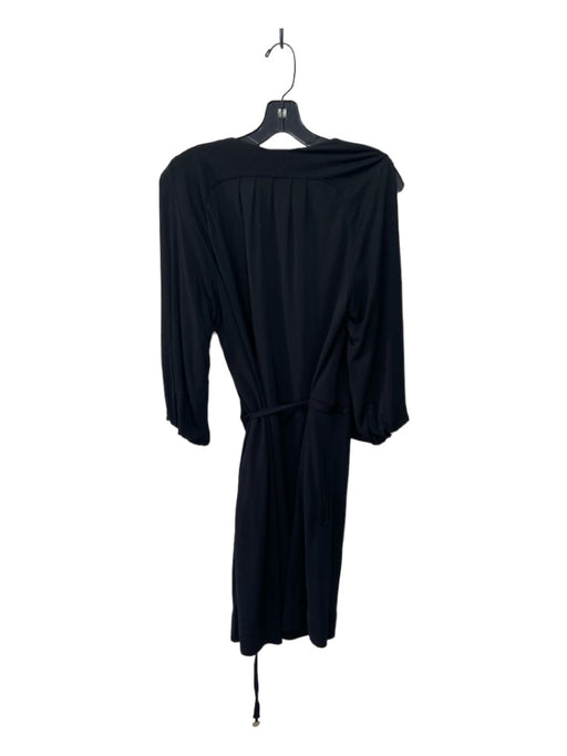 Diane Von Furstenberg Size 6 Black Rayon Wrap 1/2 Sleeve Midi Dress Black / 6