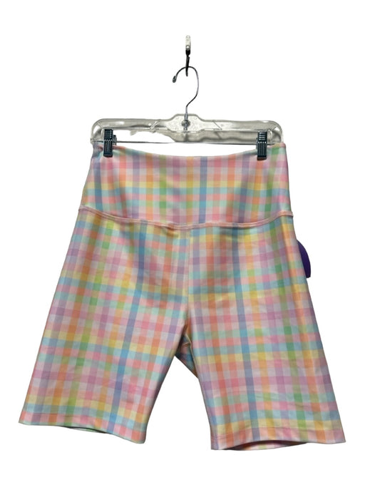 Beyond Yoga Size XL Pastels Recycled Polyester High Waist Checkered Shorts Pastels / XL