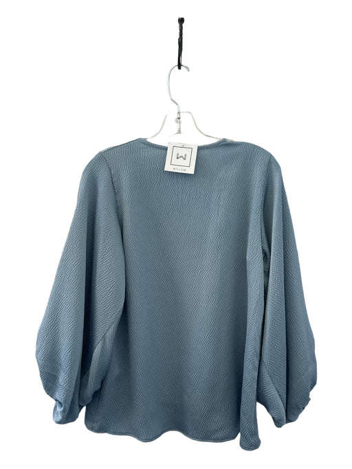 Tyche Size L Slate Blue Polyester Long Sleeve Textured V Neck Top Slate Blue / L