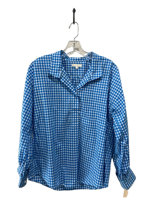 Ann Mashburn Size Small Blue & White Cotton Gingham Long Sleeve Button Up Top Blue & White / Small