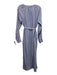 J. Crew Size M Light Blue Linen Split V Neck Tie belt Pockets Dress Light Blue / M