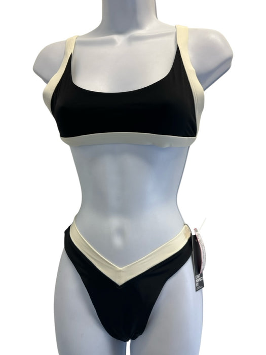 OneOne Size M Black & Cream Polyamide Color Block Adjustable Swimsuit Black & Cream / M