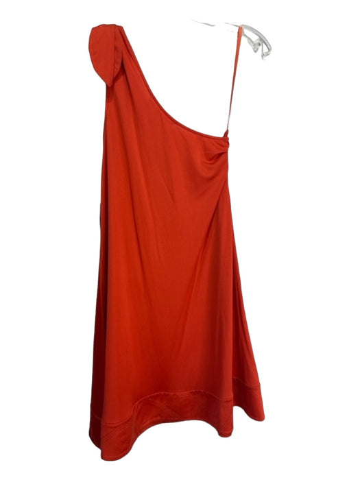 Diane Von Furstenberg Size 8 Red Orange Silk Blend One Shoulder Dress Red Orange / 8