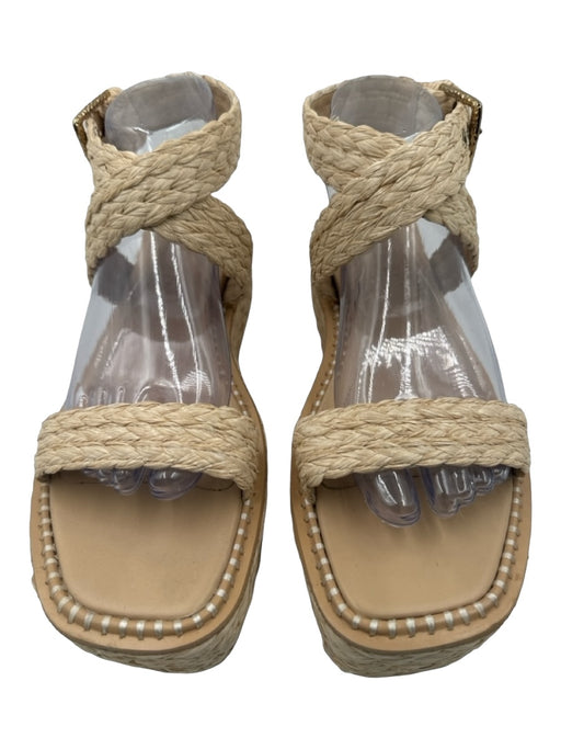 Ulla Johnson Shoe Size 39.5 Tan Raffia Woven Open Toe Platform Espadrille Tan / 39.5