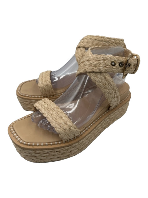 Ulla Johnson Shoe Size 39.5 Tan Raffia Woven Open Toe Platform Espadrille Tan / 39.5
