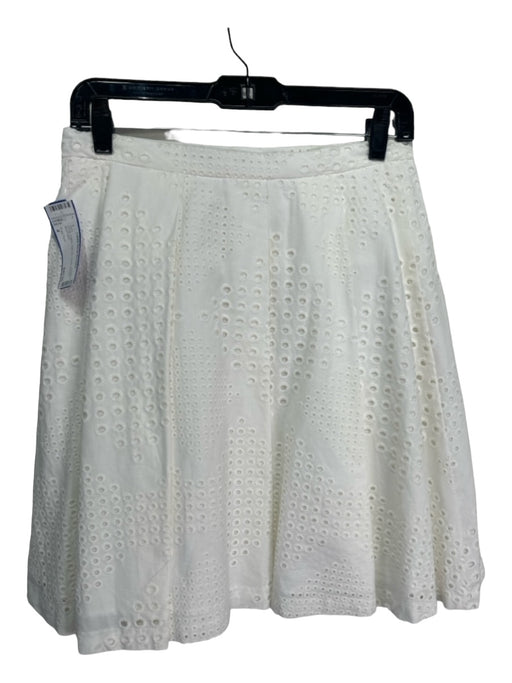 Trina Turk Size 4 White Cotton Side Zip Eyelet Pleated Skirt White / 4