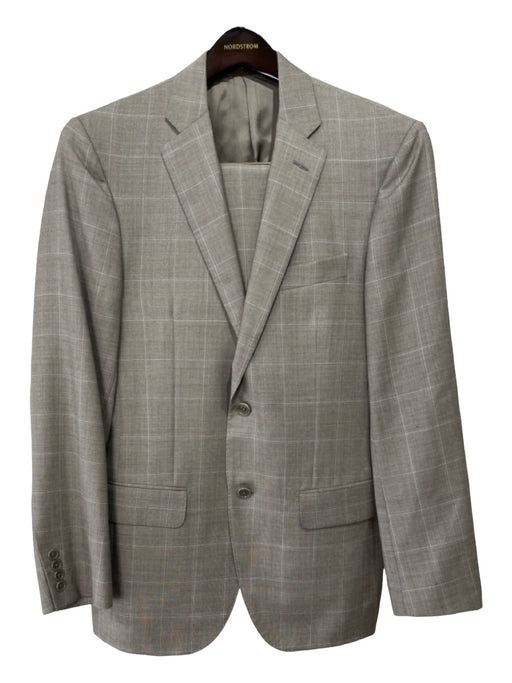 Corallo Rosso Gray & White Wool Plaid 2 Button Men's Suit 40
