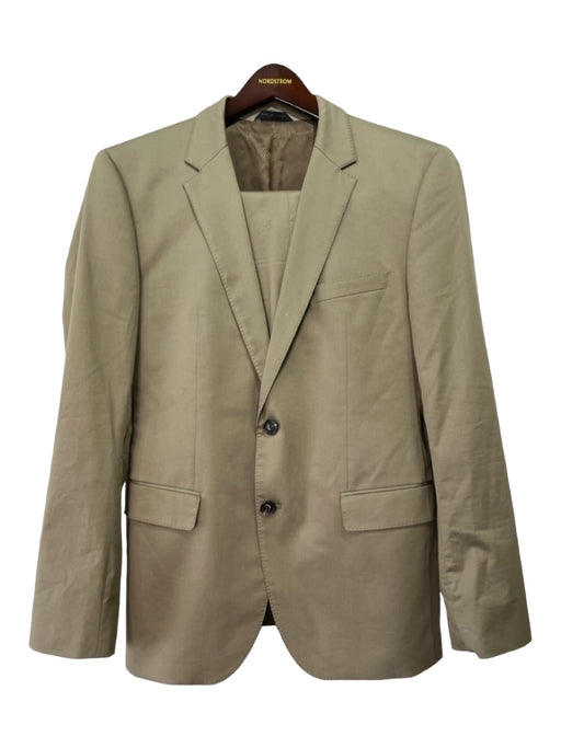 Boss Tan Cotton Blend Solid 2 Button Men's Suit 40