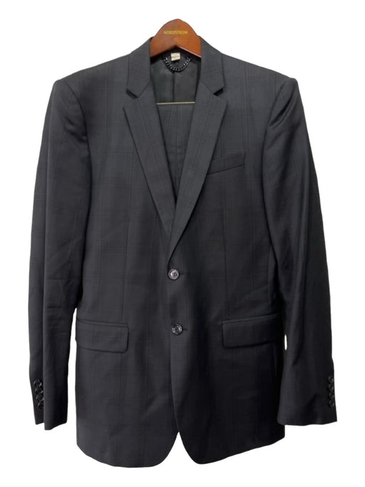 Burberry Black Wool Blend Plaid 2 Button Men's Suit 50