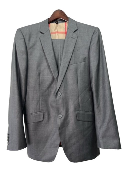 Burberry Dark Gray Wool Blend Plaid 2 Button Men's Suit 50