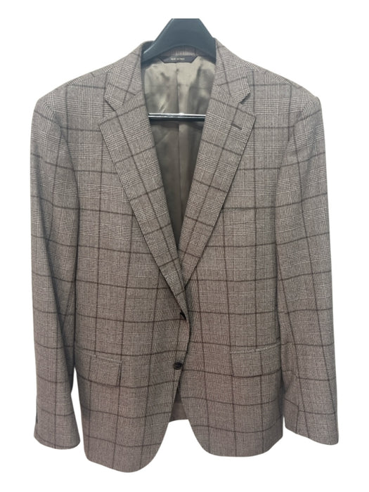 Paul Stuart Brown Wool Plaid 2 Button Men's Suit Brown / 50R