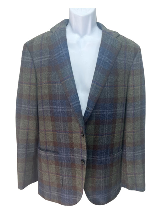 Sid Mashburn Green & Multi Wool Plaid 2 Button Men's Suit Green & Multi / 52