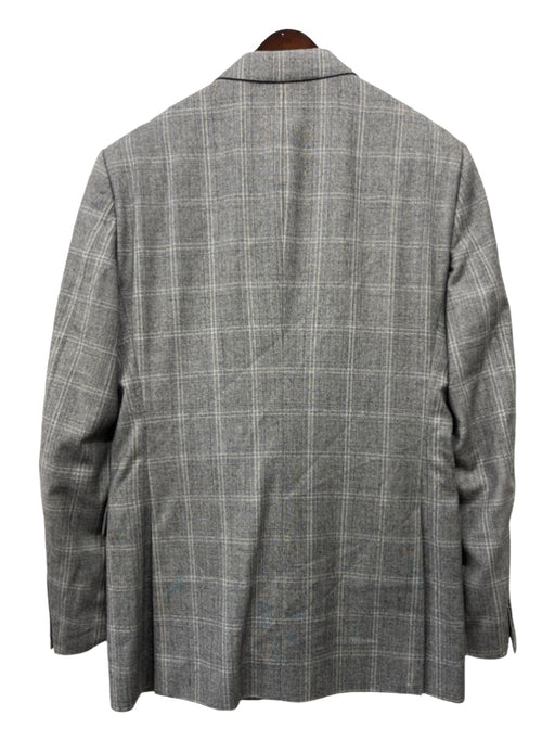 Burberry Gray & Purple Wool Blend Plaid 2 Button Men's Suit 50