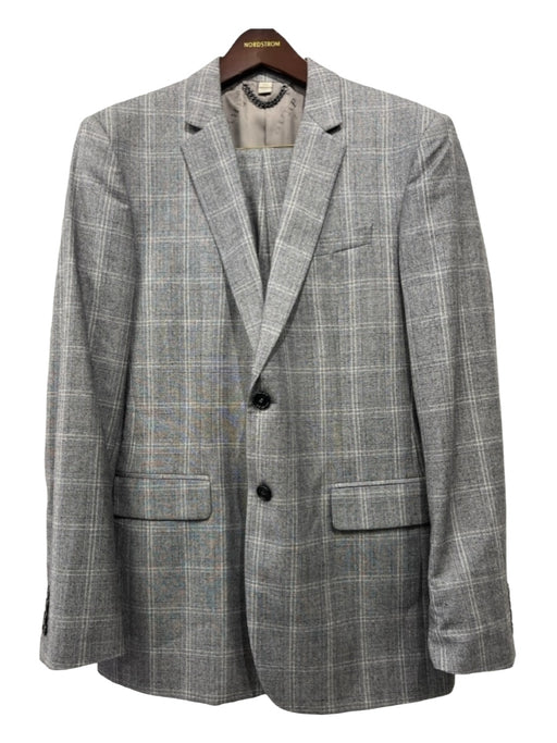 Burberry Gray & Purple Wool Blend Plaid 2 Button Men's Suit 50