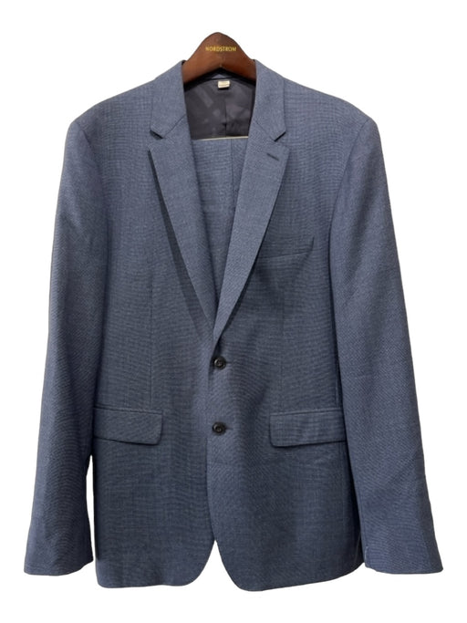 Burberry Gray Blue Wool Blend Solid 2 Button Men's Suit 50