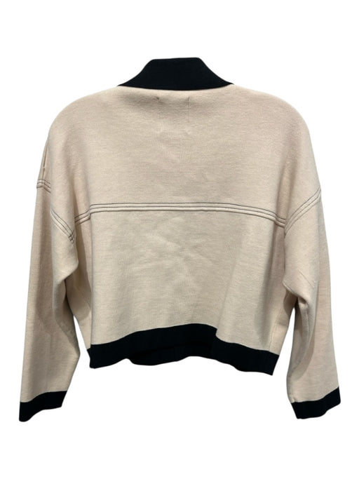 Sandro Size 0 Beige & Black Viscose Blend Button Up Front Pockets Cardigan Beige & Black / 0